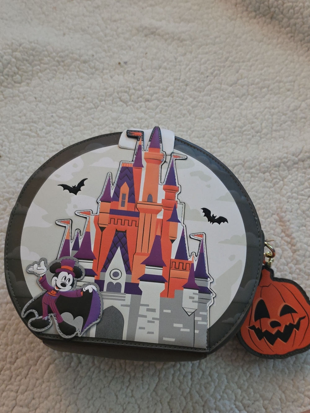 Justice Orange Pumpkin Keychain Charm with Black Details